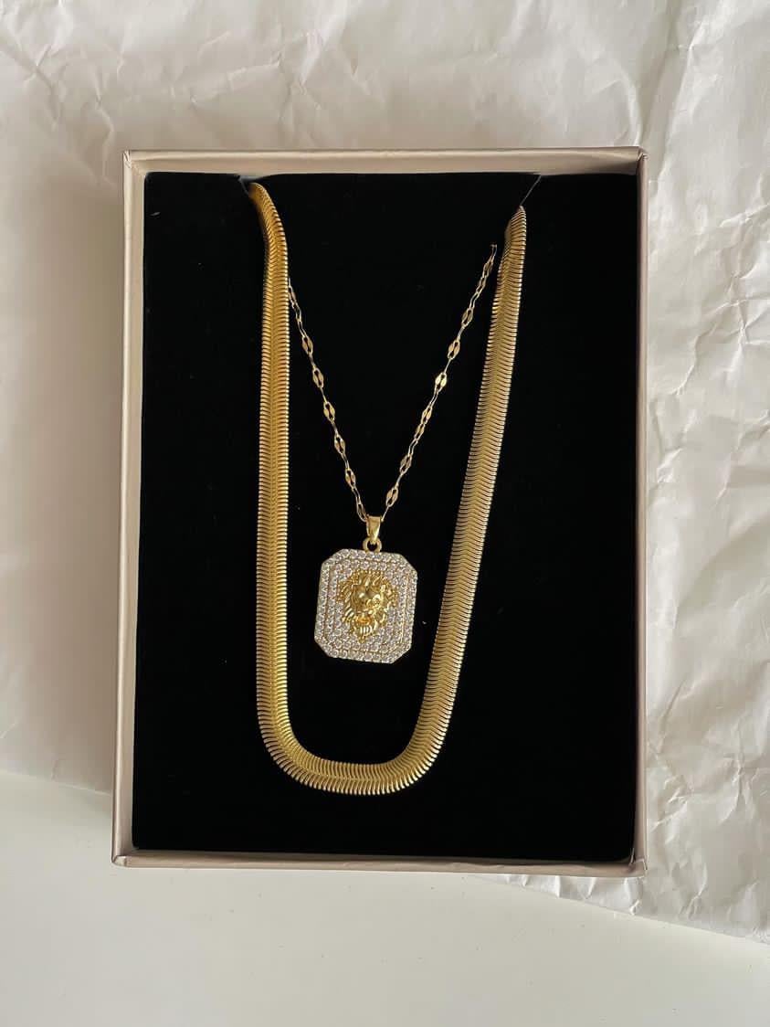 Çelik Gold Aslan Kolye (46 Cm)
