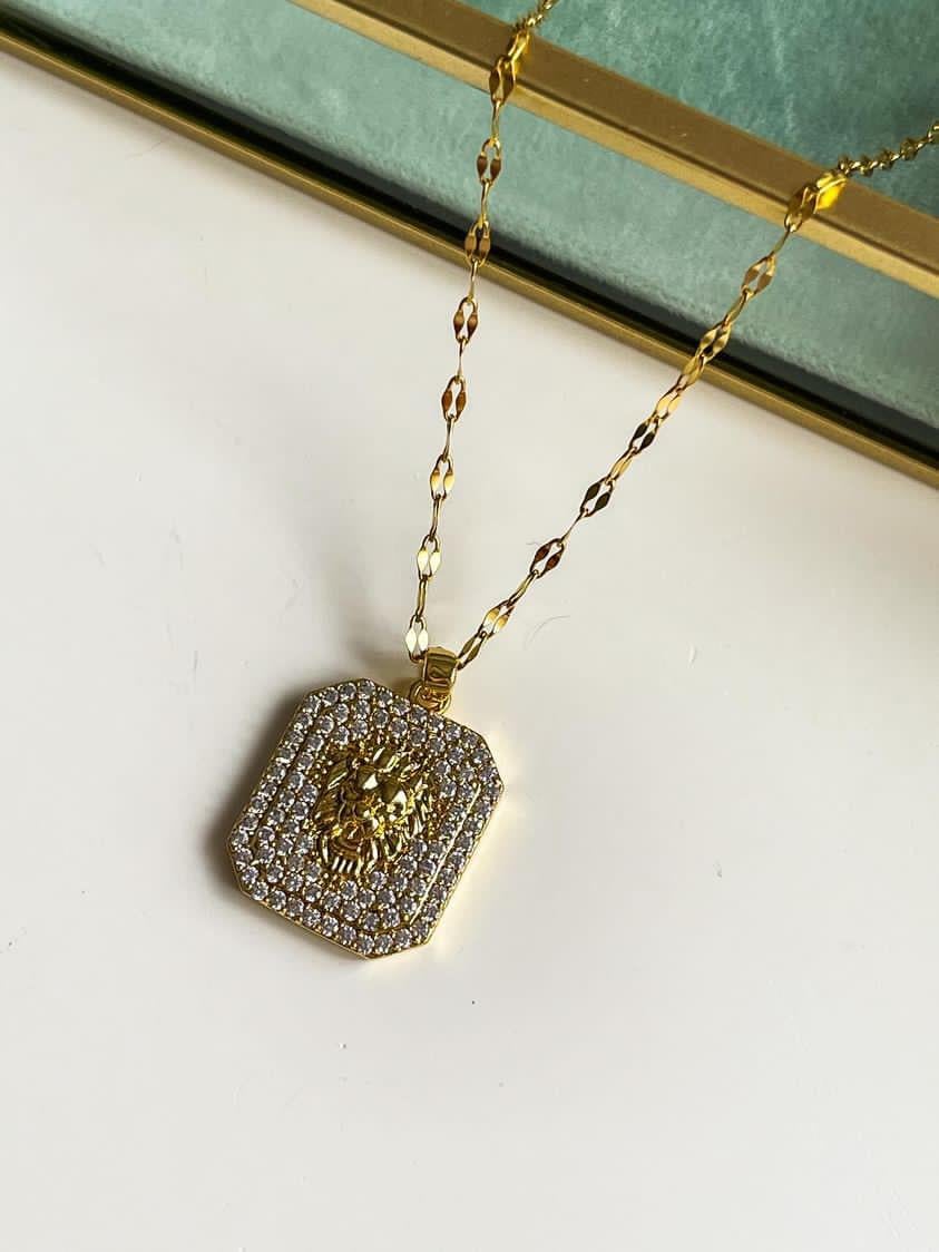 Çelik Gold Aslan Kolye (46 Cm)