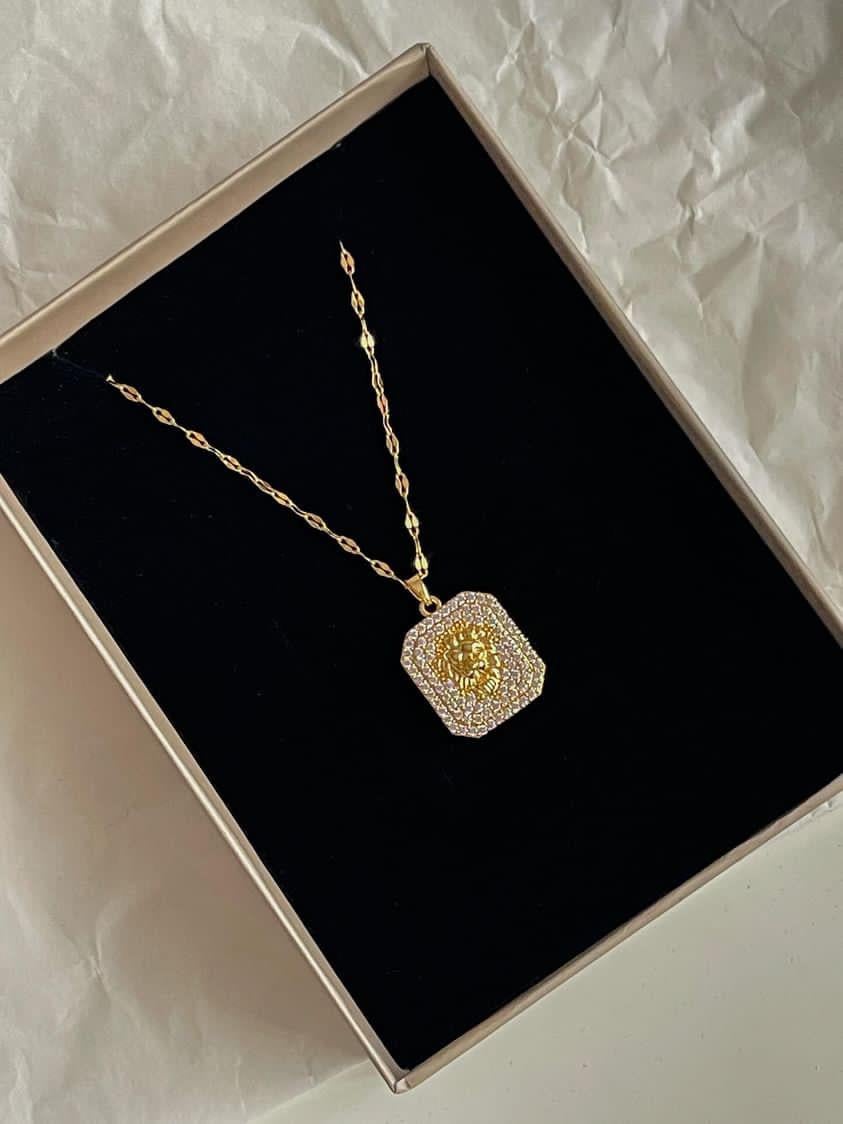 Çelik Gold Aslan Kolye (46 Cm)