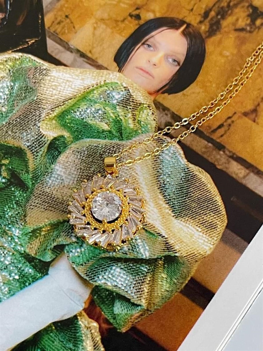 Çelik Gold Baget Taşlı Kolye (46 Cm)