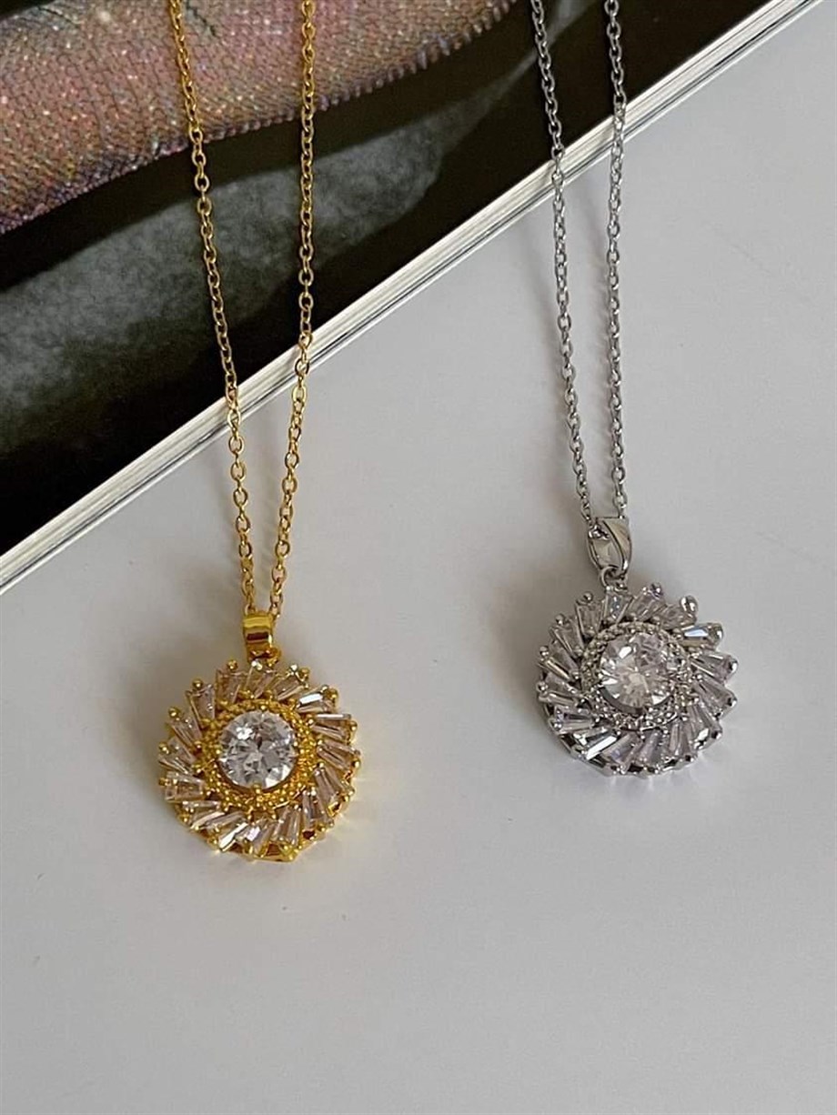 Çelik Gold Baget Taşlı Kolye (46 Cm)
