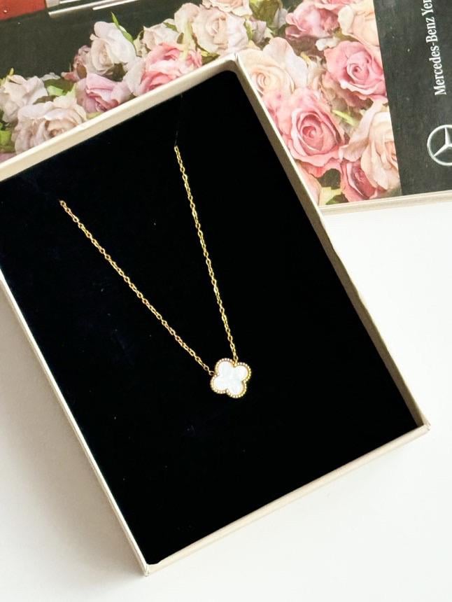 Çelik Gold Beyaz One Cleff Minimal Kolye (47 Cm)