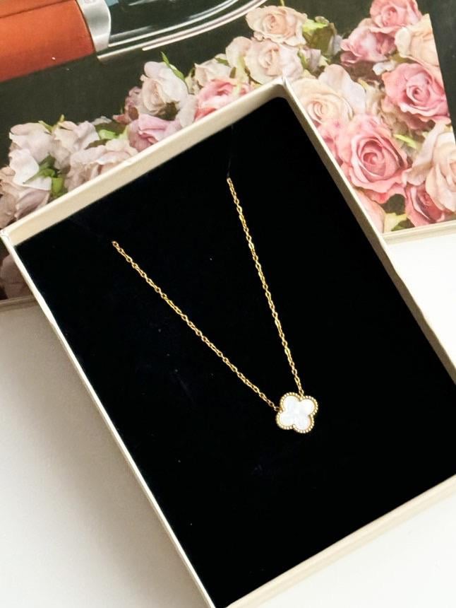 Çelik Gold Beyaz One Cleff Minimal Kolye (47 Cm)