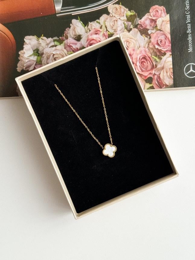 Çelik Gold Beyaz One Cleff Minimal Kolye (47 Cm)