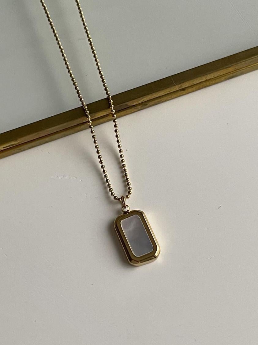 Çelik Gold Beyaz Sedefli Çift Yönlü Kullanılan Kolye (48 Cm)