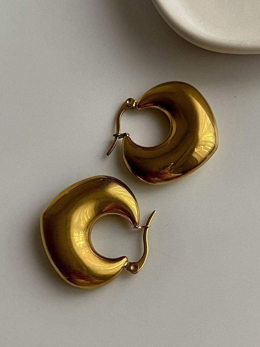 Çelik Gold Bombeli Küpe (2.60 Cm)