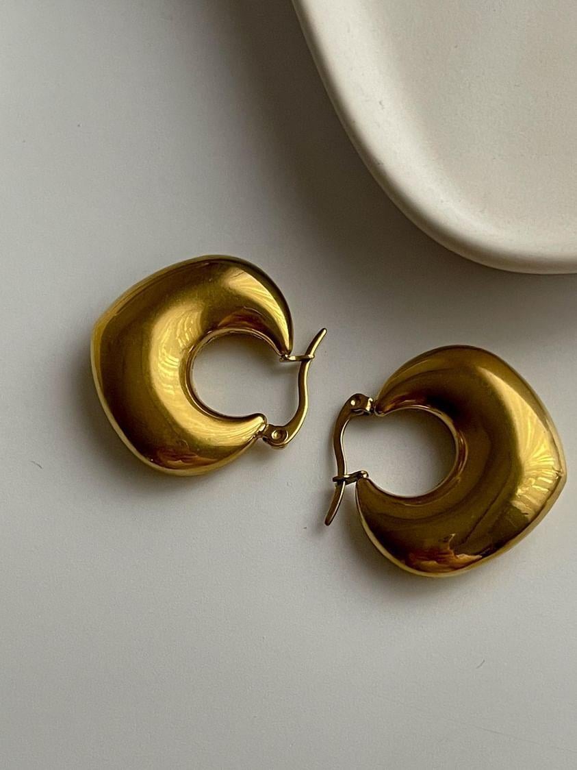 Çelik Gold Bombeli Küpe (2.60 Cm)