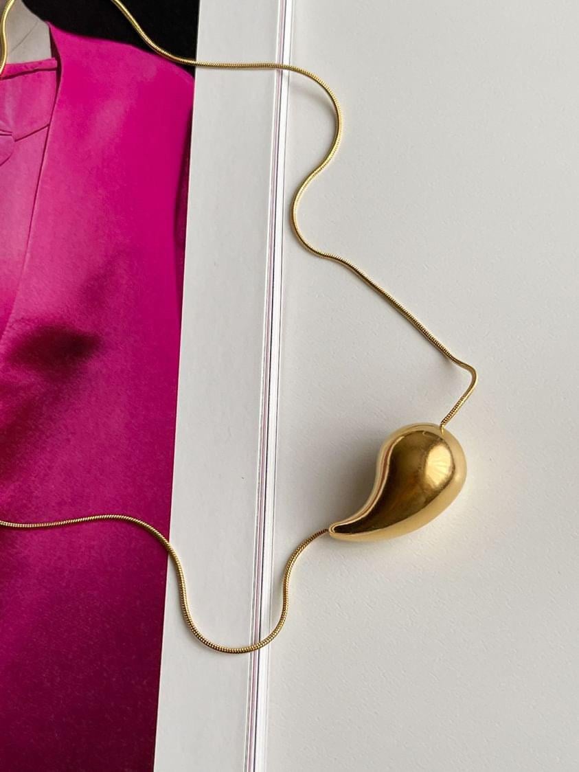 Çelik Gold Botega Damla Kolye (48 Cm)