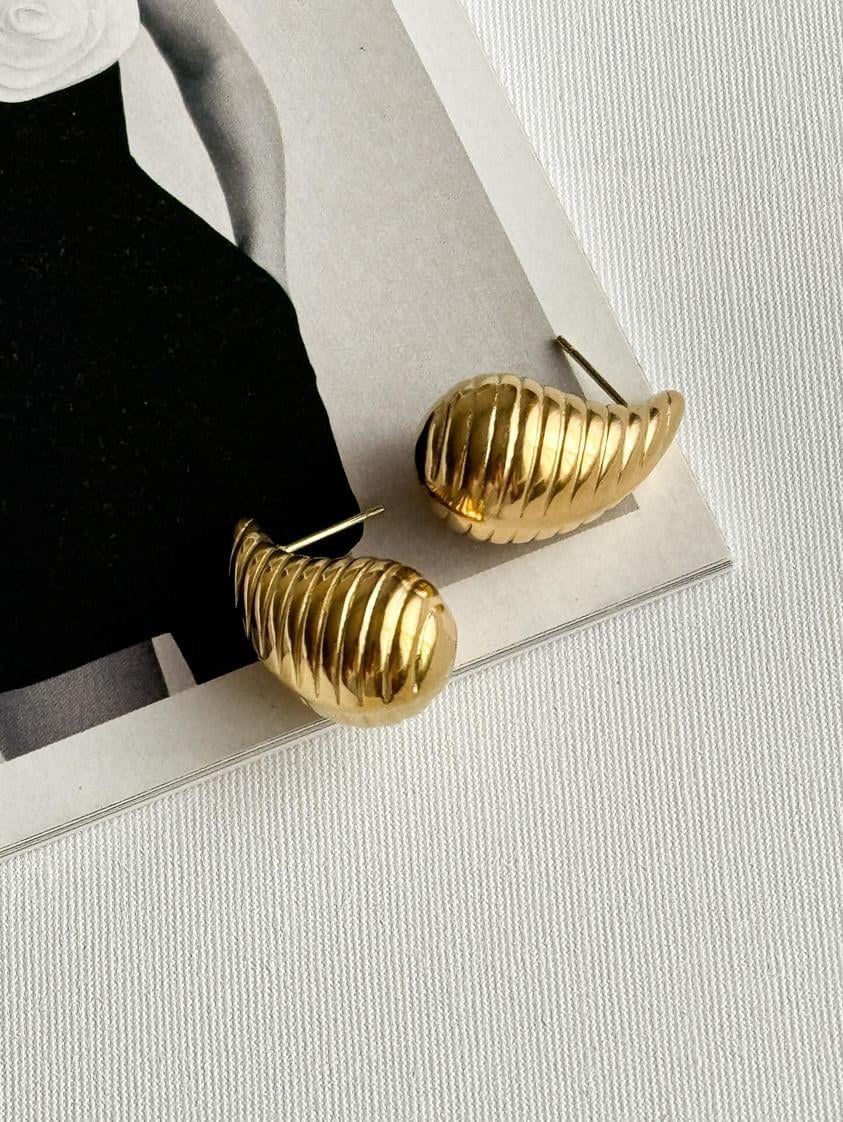 Çelik Gold Bottega Küpe (2.10 Cm)