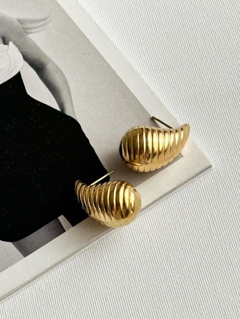Çelik Gold Bottega Küpe (2.10 Cm)
