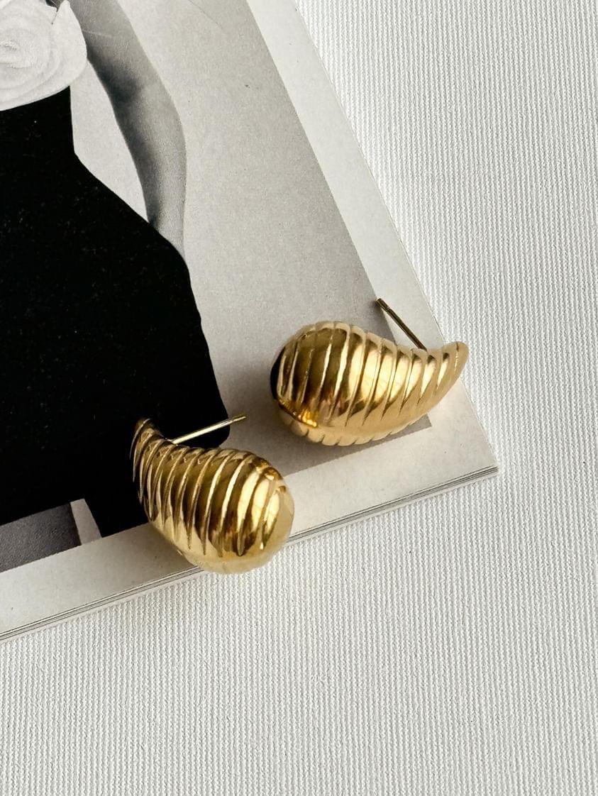 Çelik Gold Bottega Küpe (2.10 Cm)