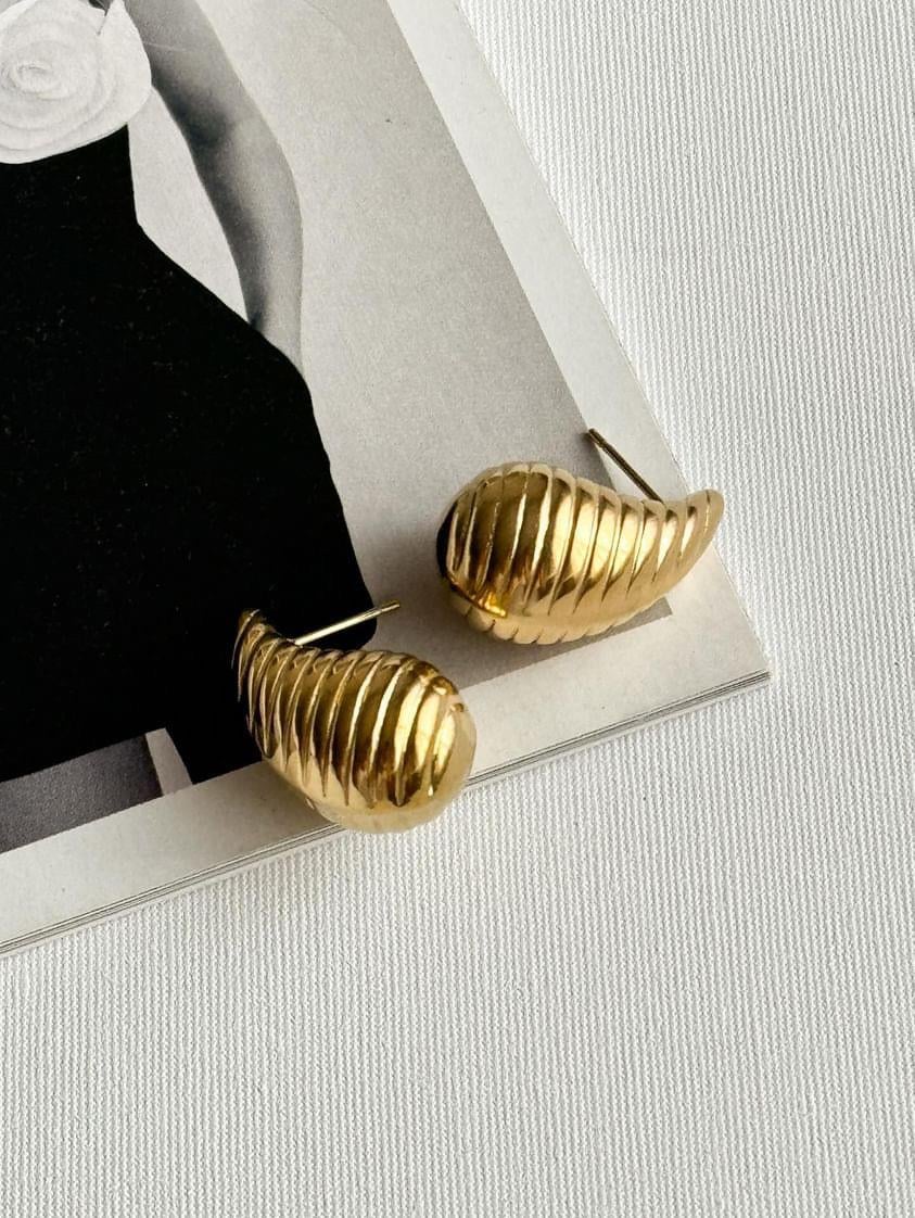 Çelik Gold Bottega Küpe (2.10 Cm)