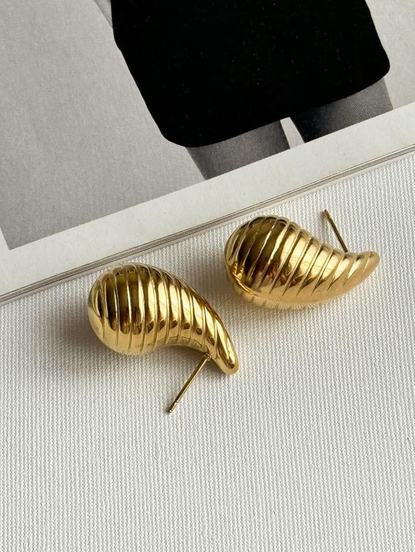 Çelik Gold Bottega Küpe (2.10 Cm)