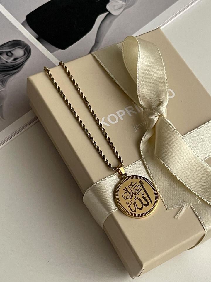 Çelik Gold Burgu Halat Midye Maide Kolye (45 Cm)