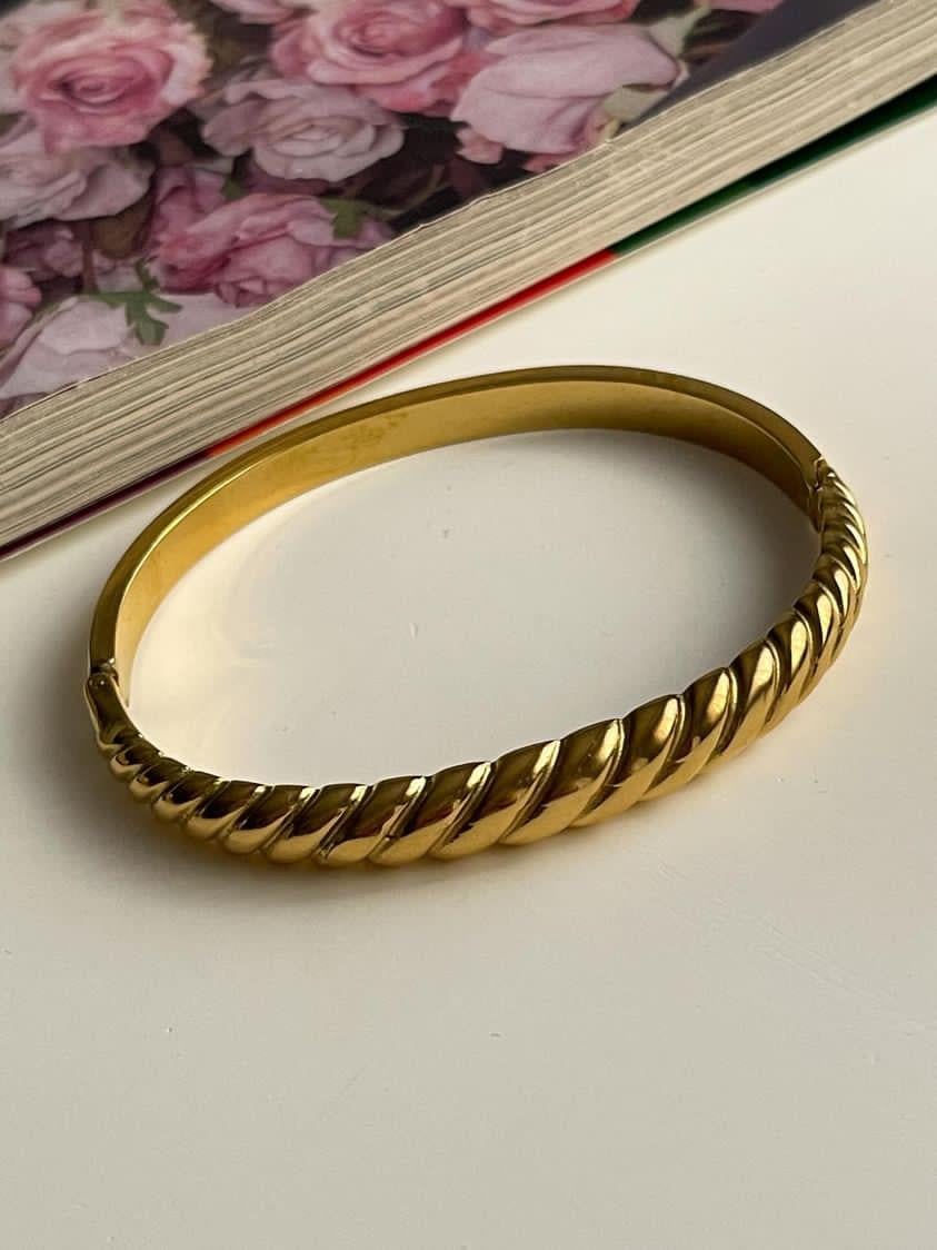 Çelik Gold Burgu Kelepçe Bilezik