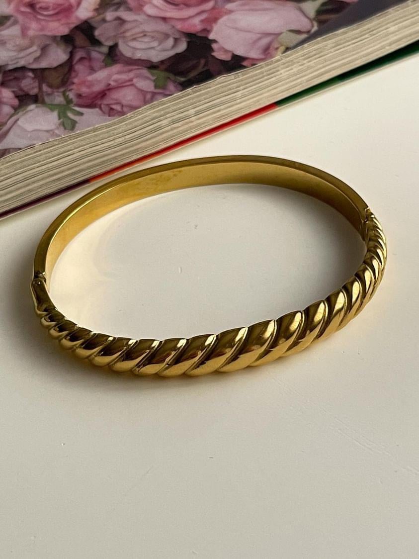 Çelik Gold Burgu Kelepçe Bilezik