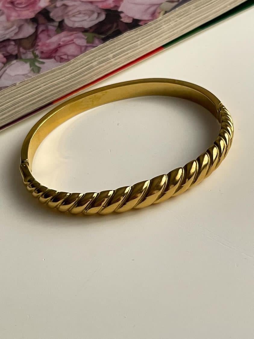 Çelik Gold Burgu Kelepçe Bilezik