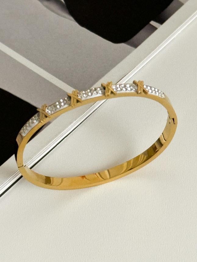 Çelik Gold Charm Kelepçe Bileklik 