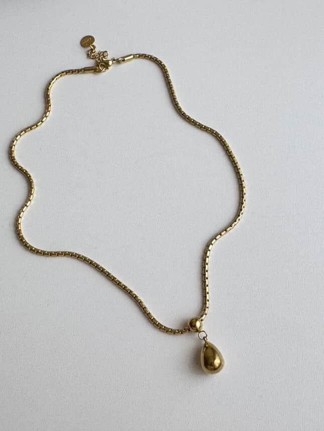 Çelik Gold Damla Topçuklu Kolye (44 Cm)