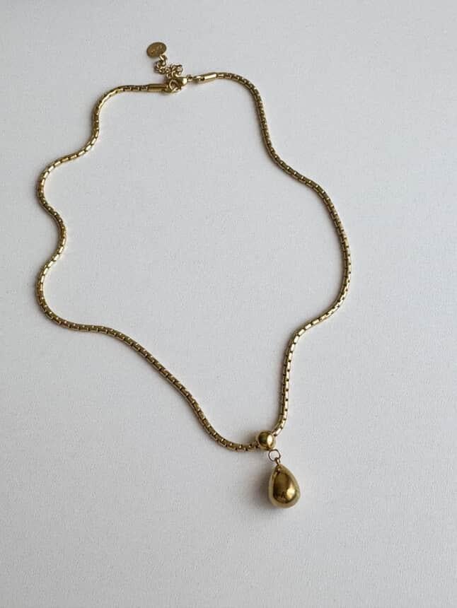 Çelik Gold Damla Topçuklu Kolye (44 Cm)