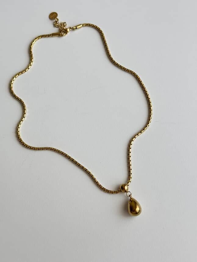 Çelik Gold Damla Topçuklu Kolye (44 Cm)