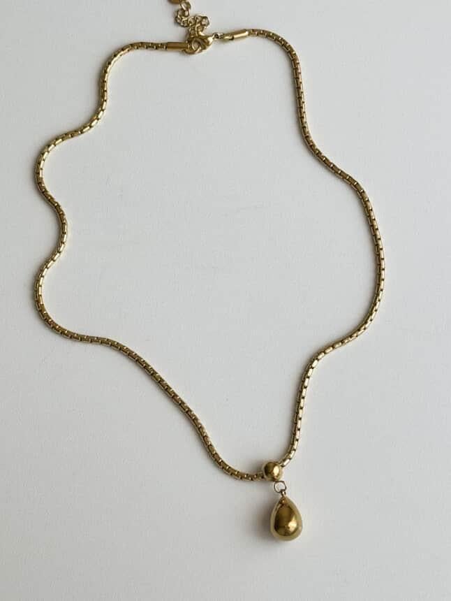 Çelik Gold Damla Topçuklu Kolye (44 Cm)