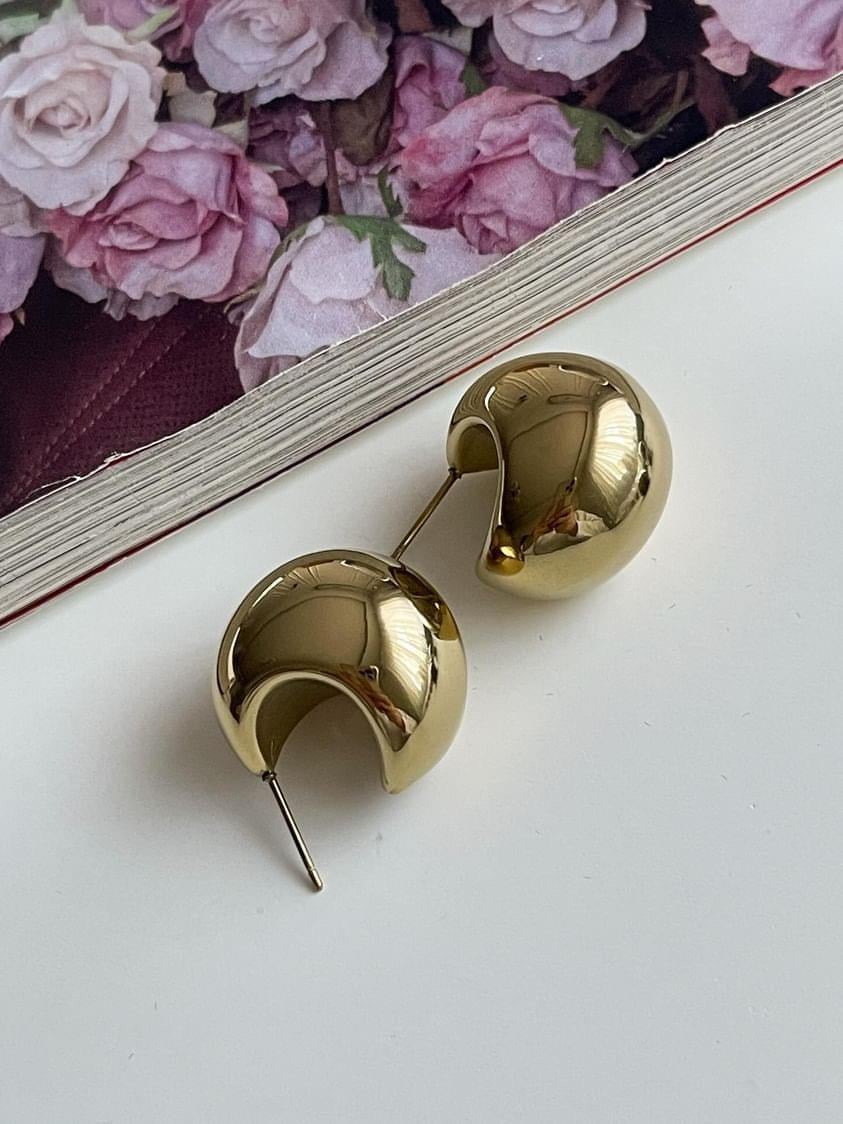 Çelik Gold Etli Topçuklu Küpe (2 Cm)