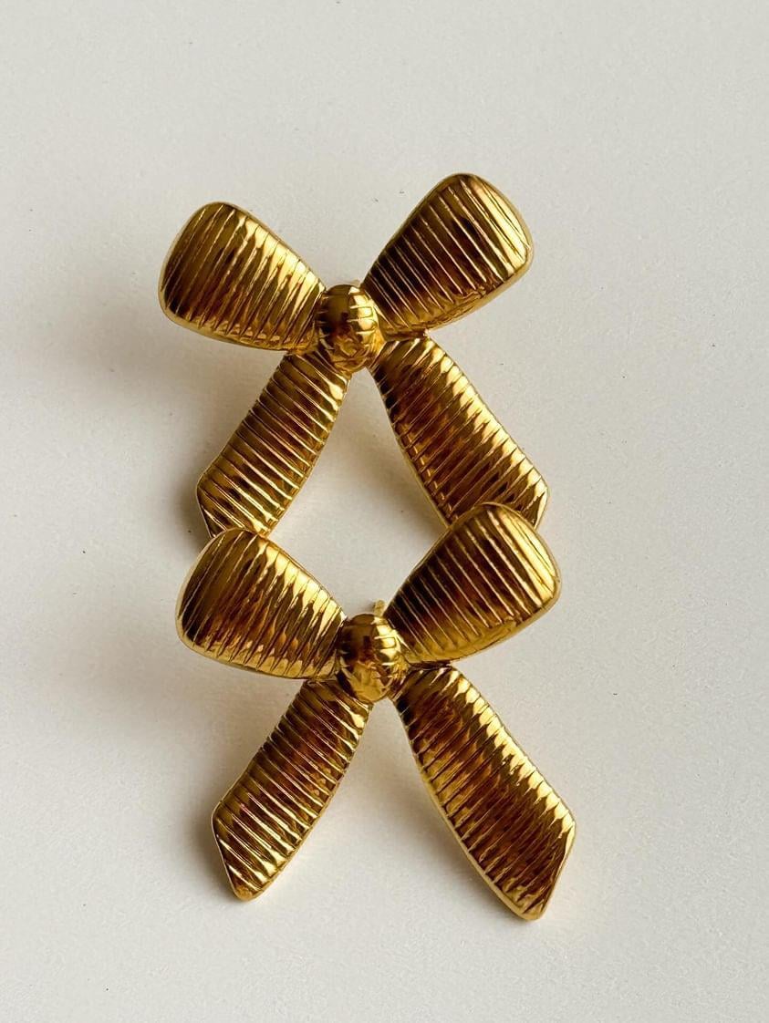 Çelik Gold Fiyonk Küpe (2.90 Cm)