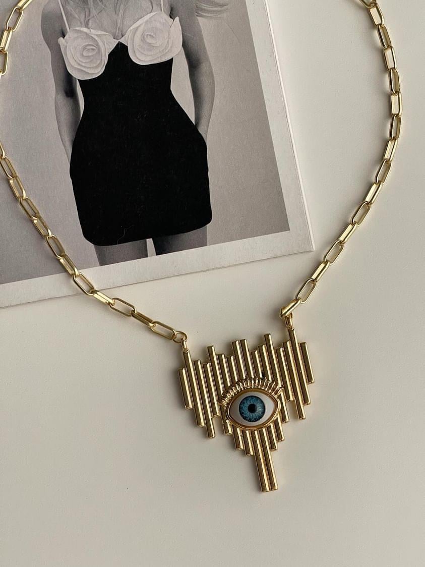Çelik Gold Göz Kolye (45 Cm)
