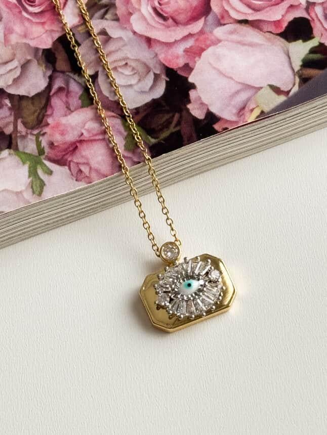 Çelik Gold Göz Kolye (45 Cm)