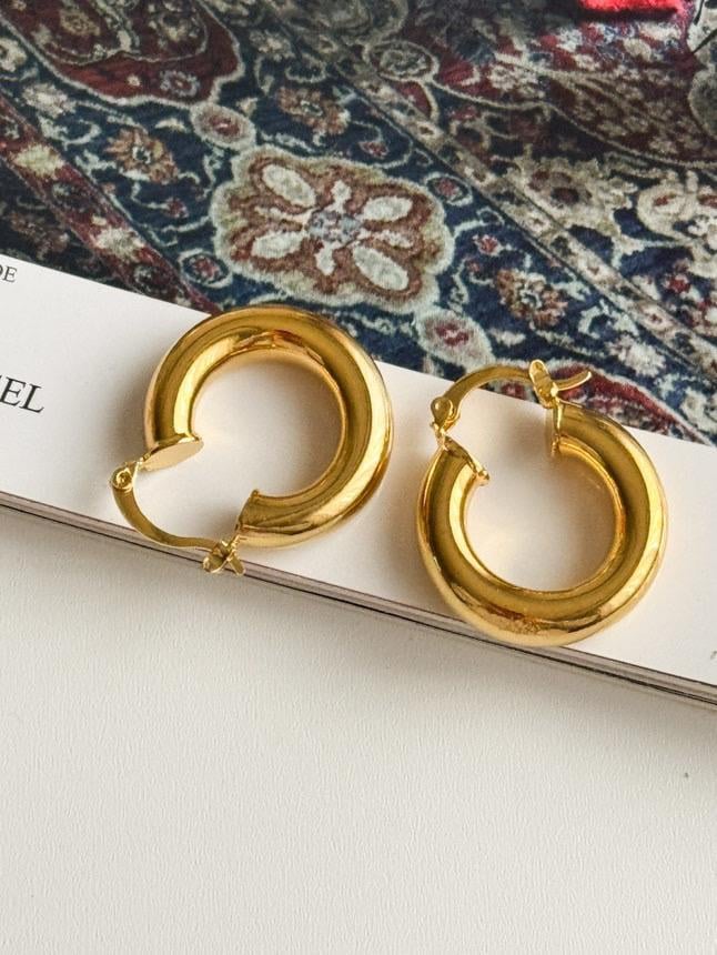 Çelik Gold Hafif Boru Küpe (3 Cm)