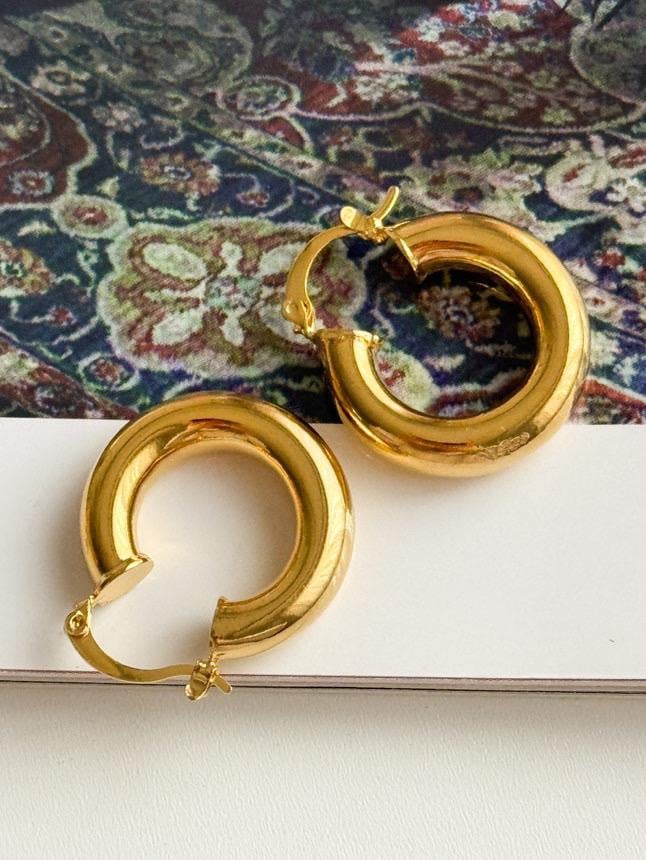 Çelik Gold Hafif Boru Küpe (3 Cm)