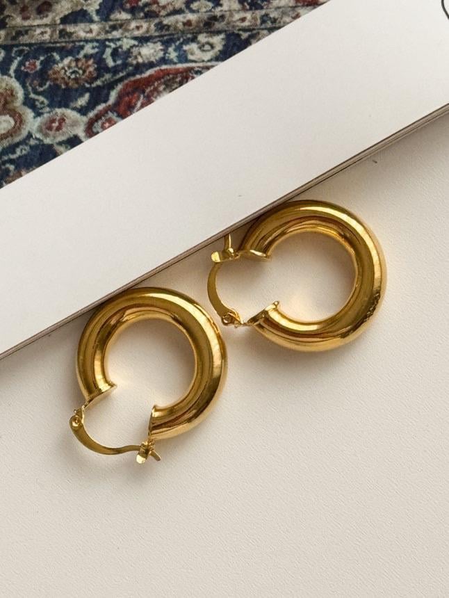 Çelik Gold Hafif Boru Küpe (3 Cm)