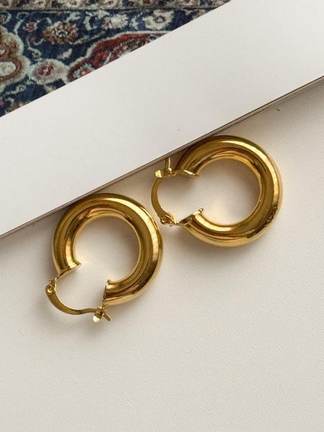 Çelik Gold Hafif Boru Küpe (3 Cm)