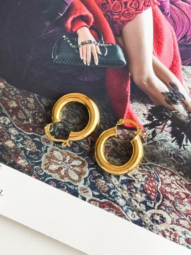 Çelik Gold Hafif Boru Küpe (3 Cm)