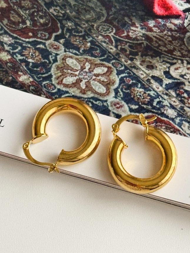 Çelik Gold Hafif Boru Küpe (3 Cm)