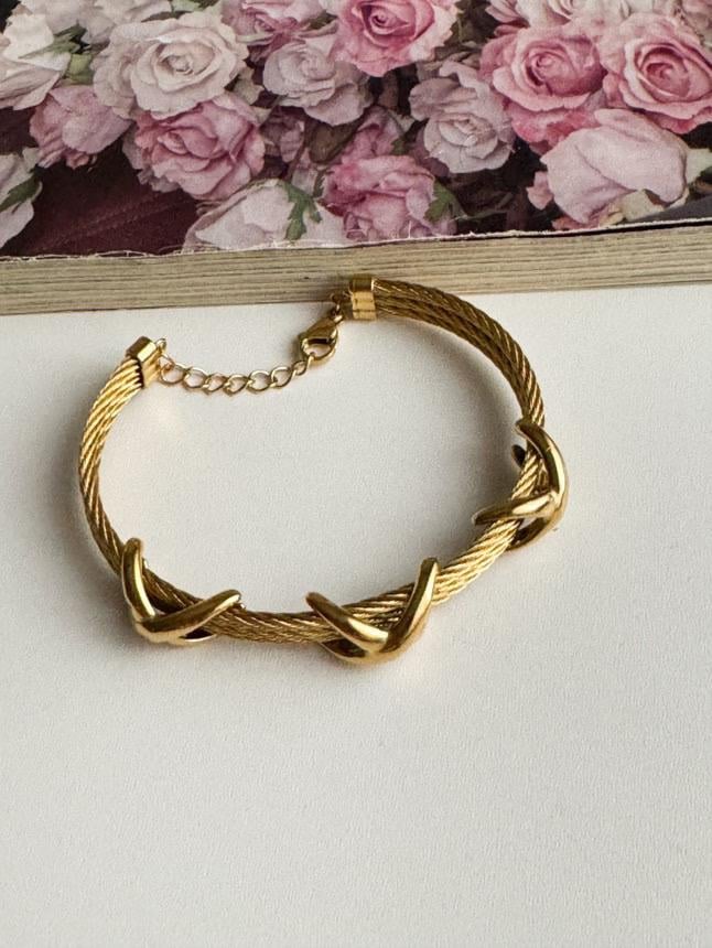 Çelik Gold Hasır Kelepçe Bileklik 