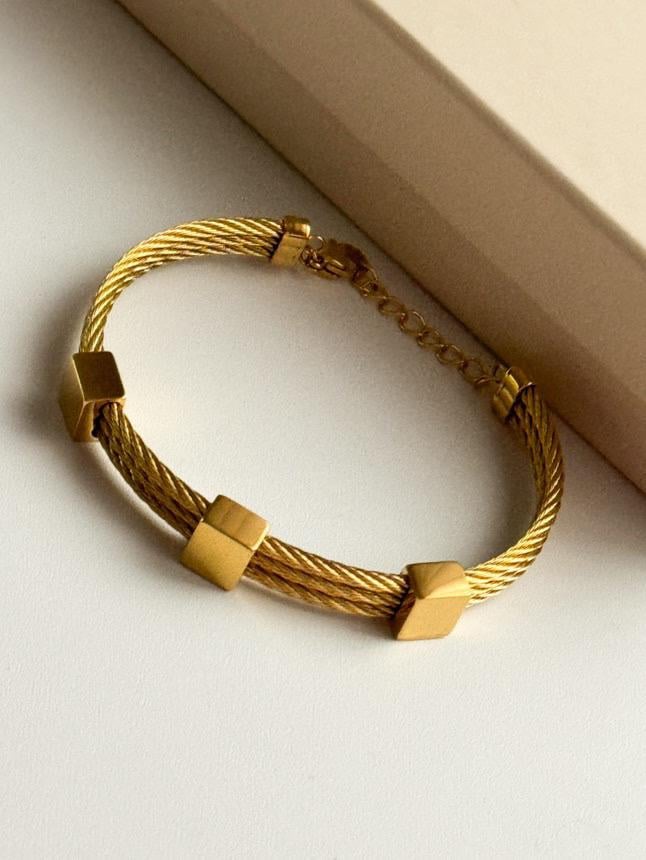 Çelik Gold Hasır Örgü Kelepçe Bileklik