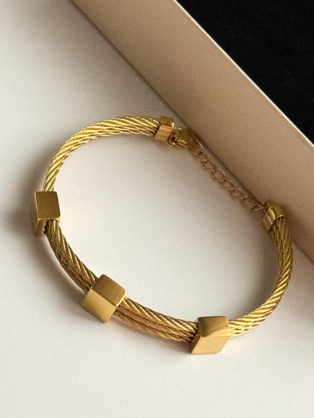Çelik Gold Hasır Örgü Kelepçe Bileklik