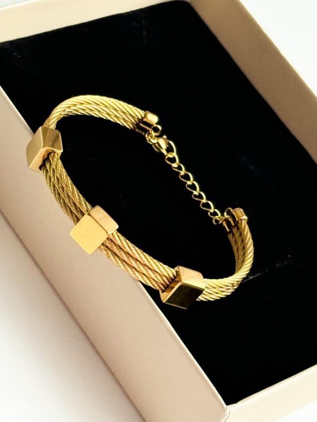 Çelik Gold Hasır Örgü Kelepçe Bileklik