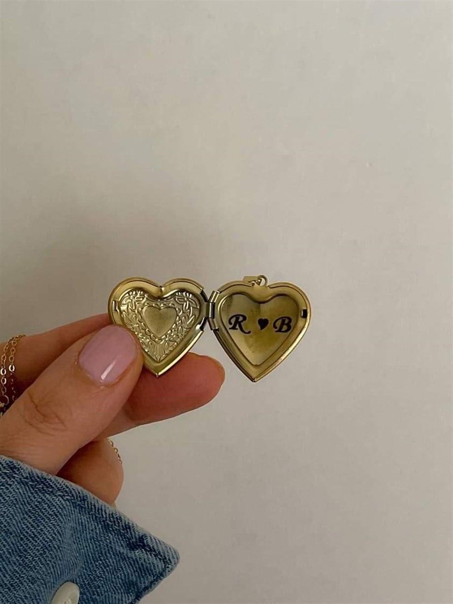 Çelik Gold İçi Açılabilir Kalp Kolye (45 Cm)
