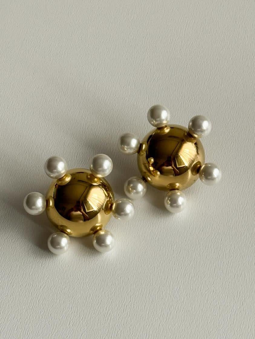 Çelik Gold İncili Küpe (2.5 Cm)