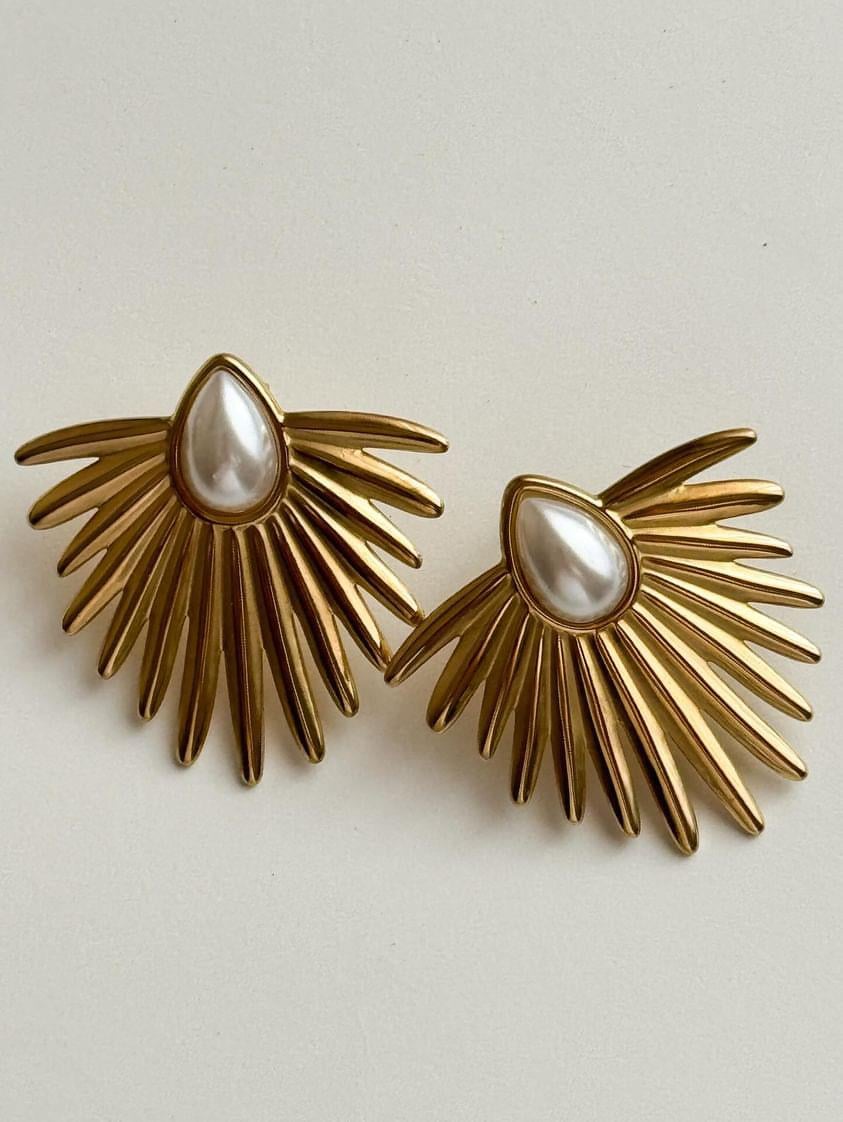 Çelik Gold İncili Küpe (3.40 Cm)