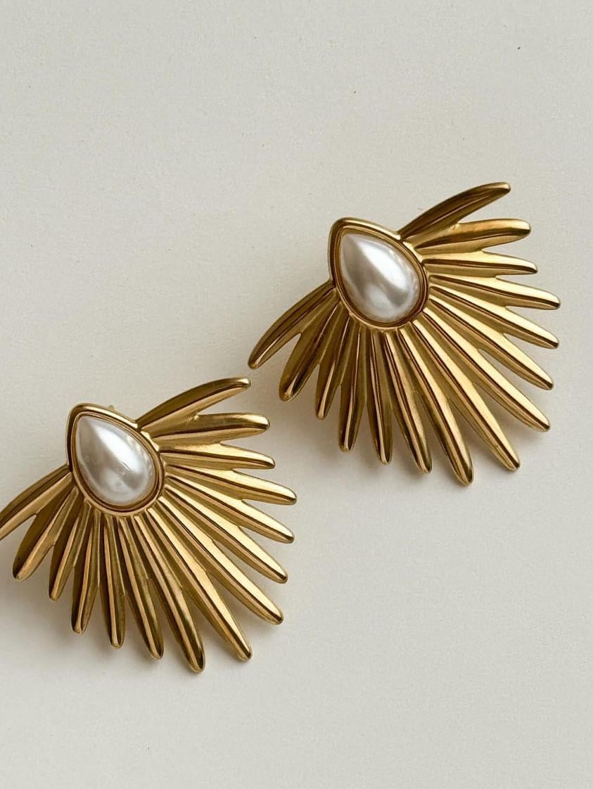 Çelik Gold İncili Küpe (3.40 Cm)