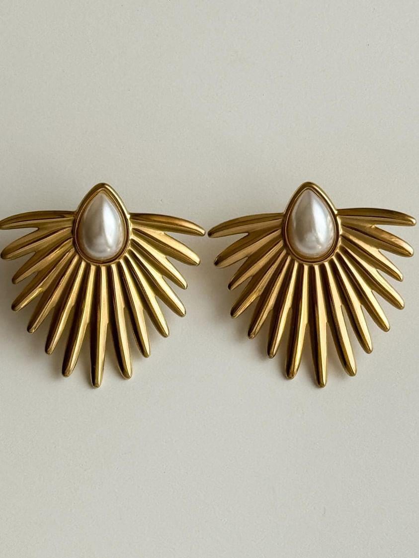 Çelik Gold İncili Küpe (3.40 Cm)