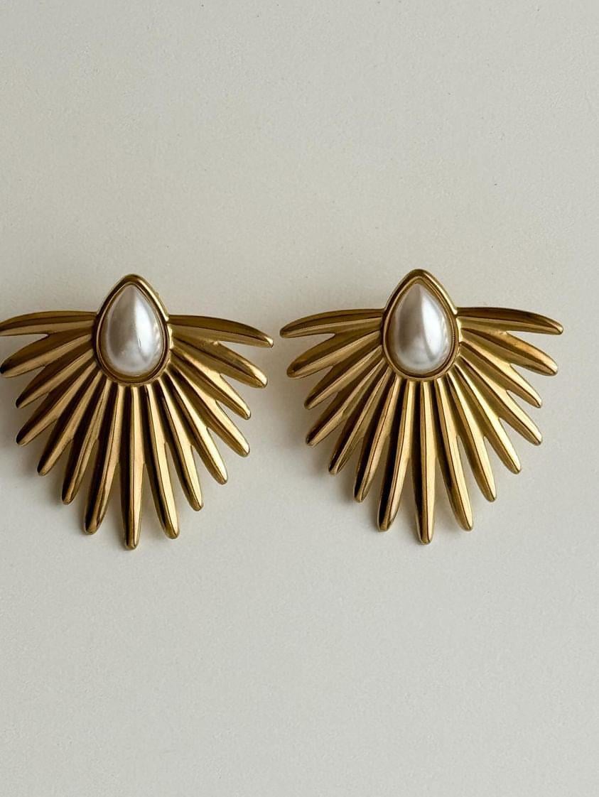 Çelik Gold İncili Küpe (3.40 Cm)