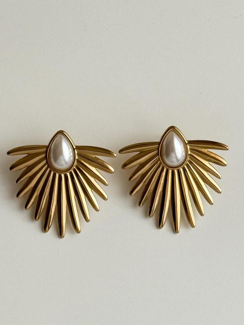 Çelik Gold İncili Küpe (3.40 Cm)