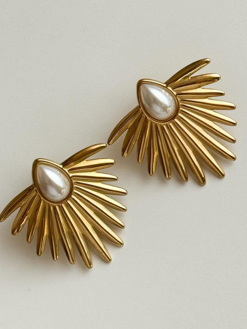 Çelik Gold İncili Küpe (3.40 Cm)