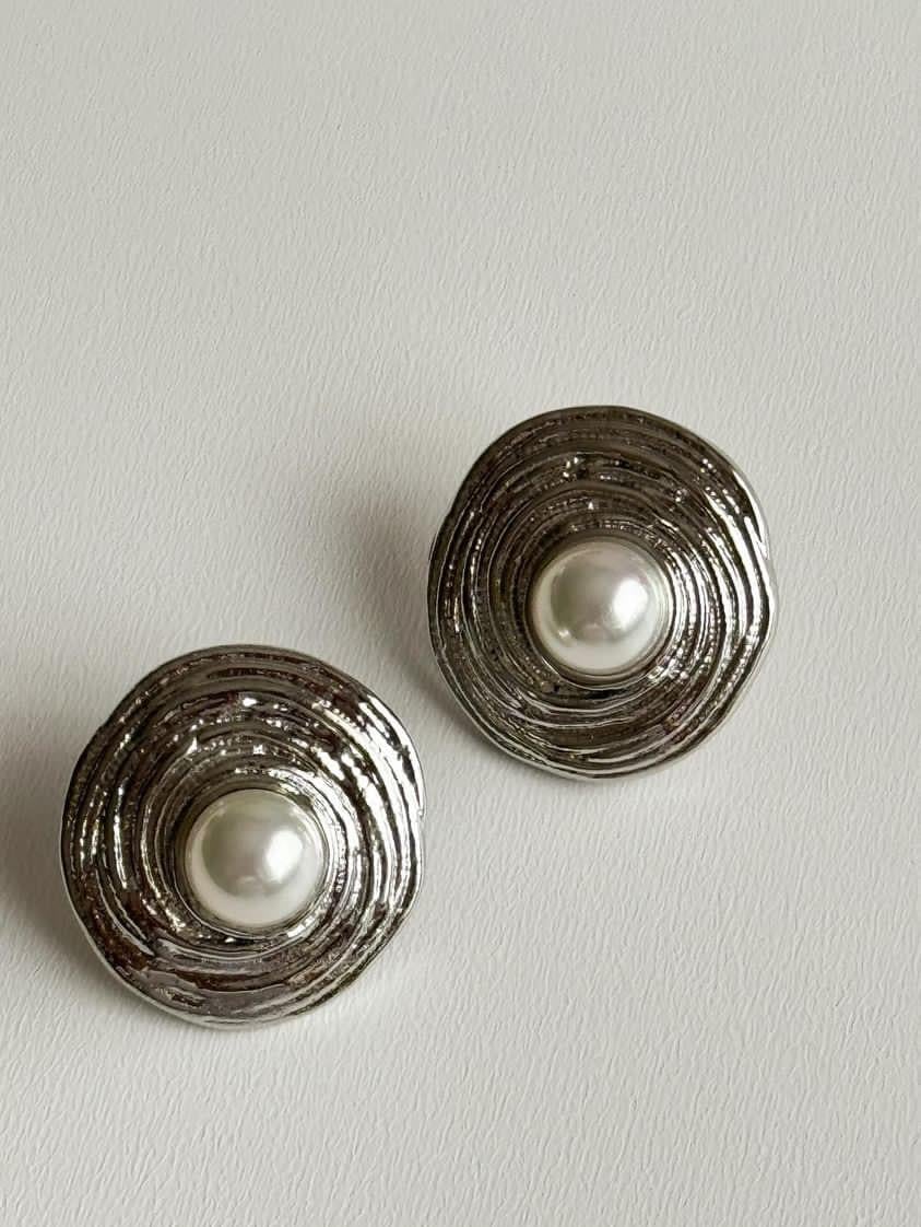 Çelik Gold İncili Vintage Küpe (2.10 Cm)