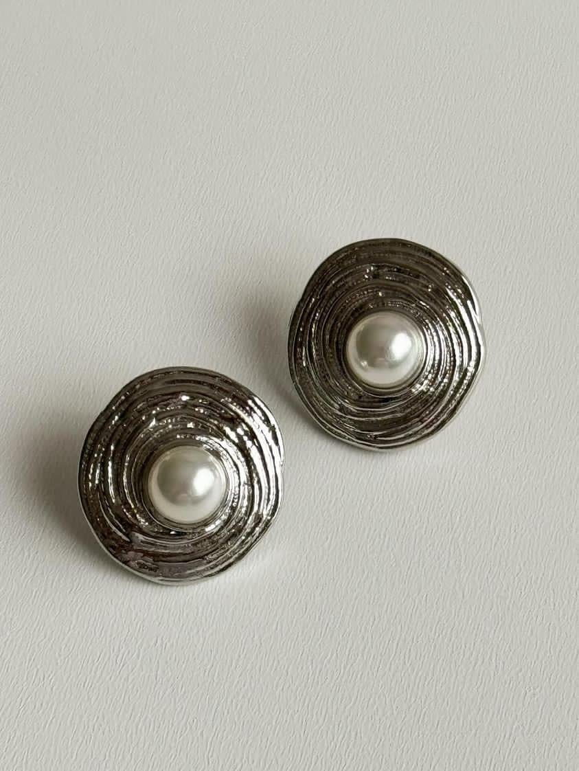 Çelik Gold İncili Vintage Küpe (2.10 Cm)